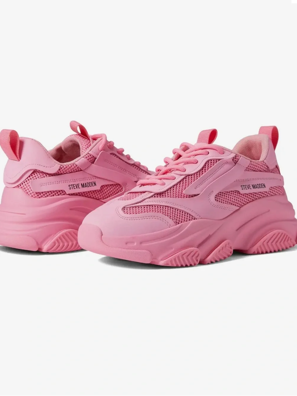 Steve Madden possession hot pink chunky trendy sneakers size 7.5 new